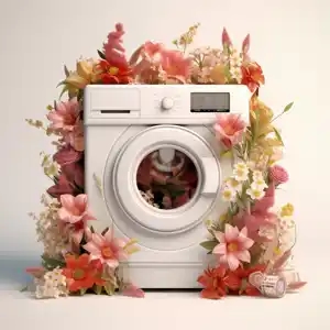 a picture of a washing machine filled with flowers, photobashing style, charming illustrations